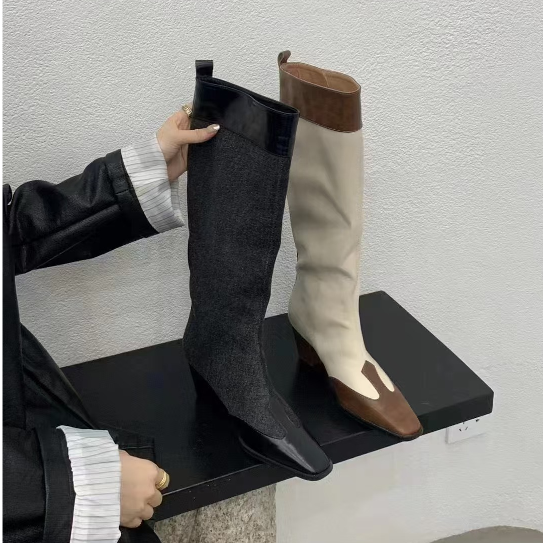 178-6撞色高筒女靴