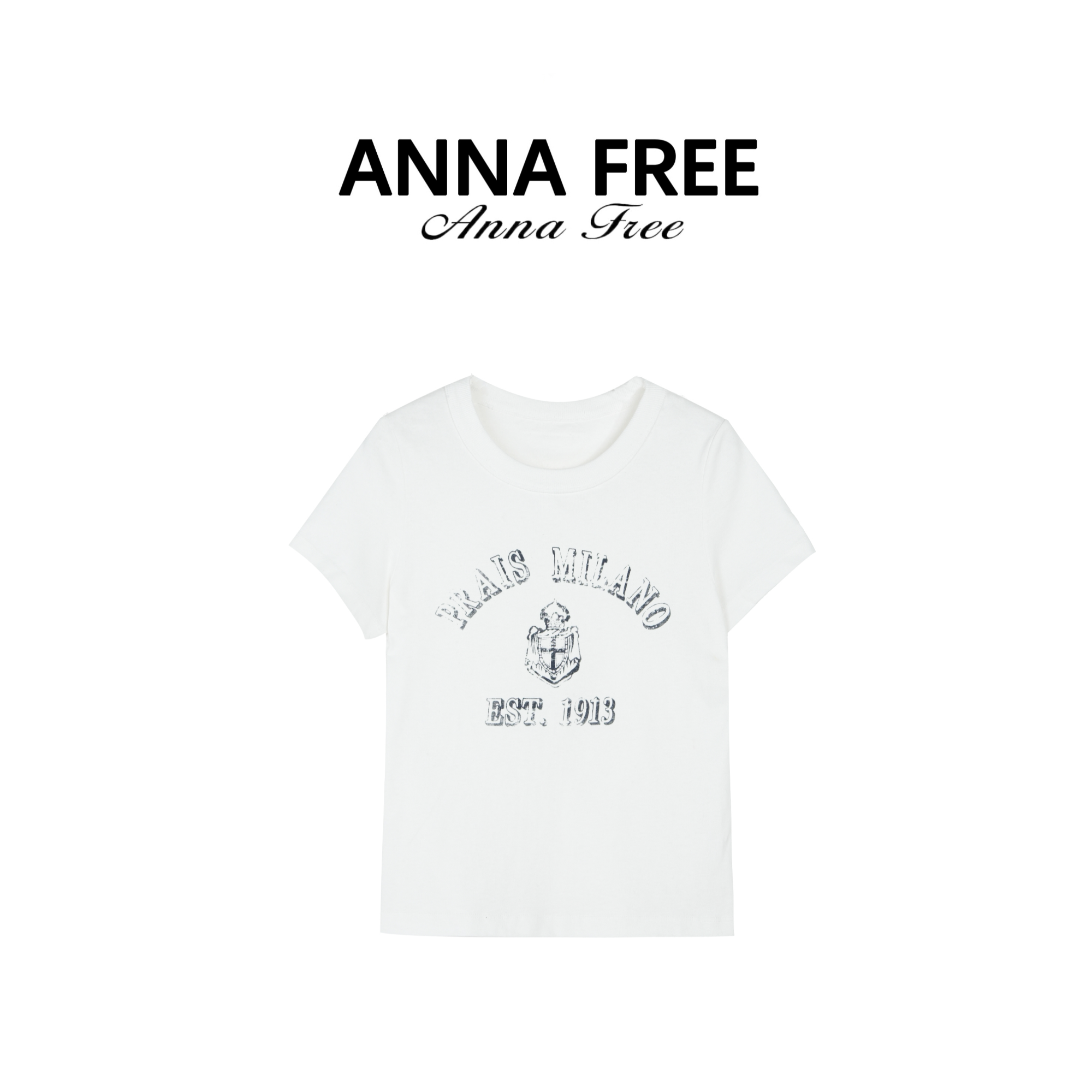 ANNA FREE 百搭短袖高街风轻奢春夏简约T恤常规款印花ZCT25011