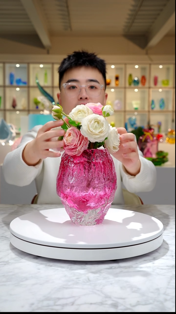 琉璃金红肌理纹设计款花器