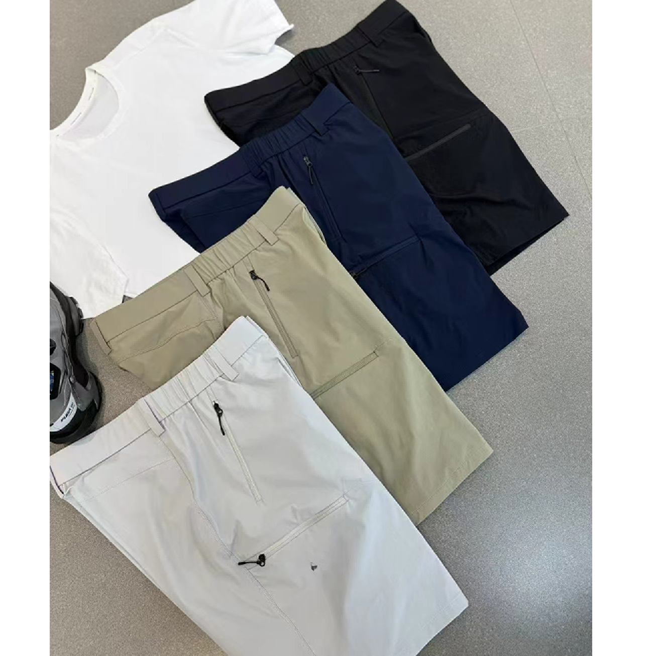 （太阳9X）712刺绣速干短裤直筒宽松薄款五分裤夏季