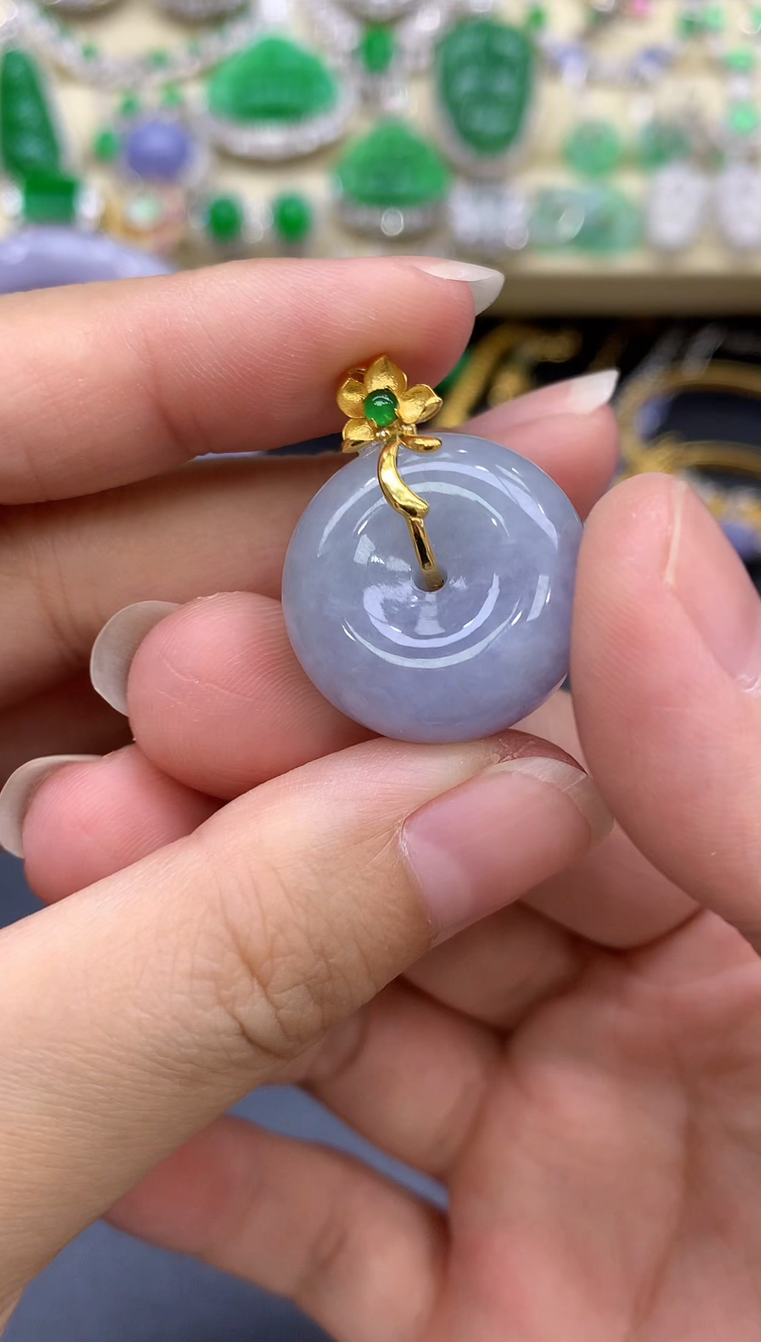 颈饰18K金镶嵌翡翠22-中国好珍宝