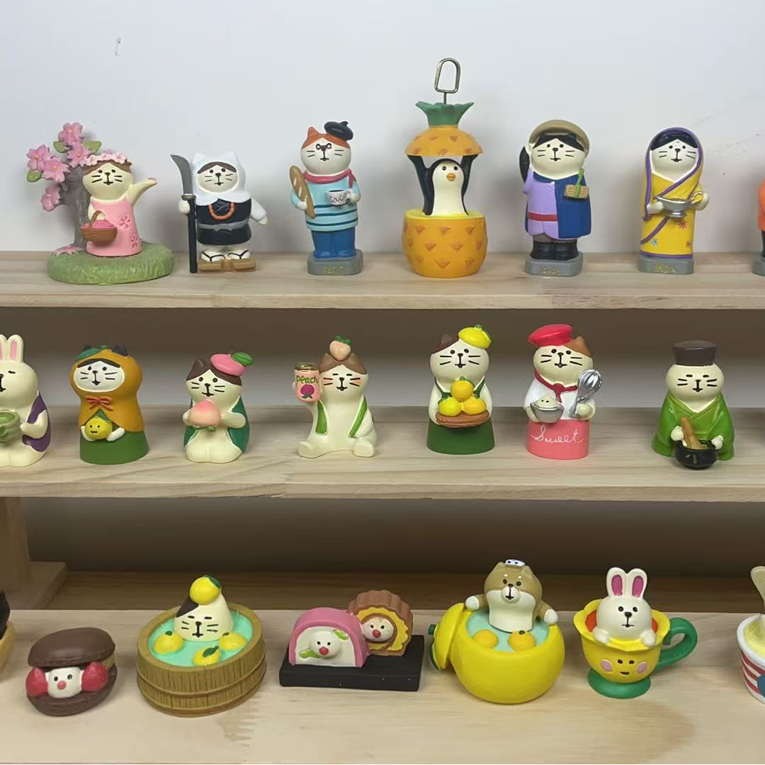 （盲盒拆袋拍一拆二）日式猫可爱赏花宴会潮玩公仔DIY树脂 小摆件