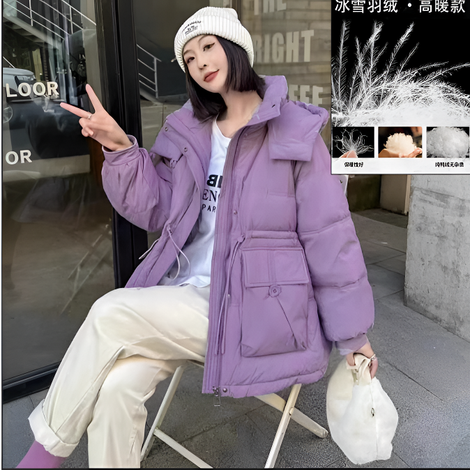 【羽绒服】索尼尔保羅冬季保暖加绒加厚款宽松外套女装3864[W]