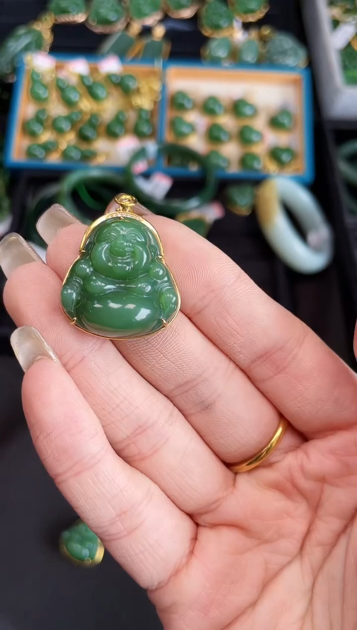 【闪购商品】和田玉吊坠18K金镶嵌多样性发一Z