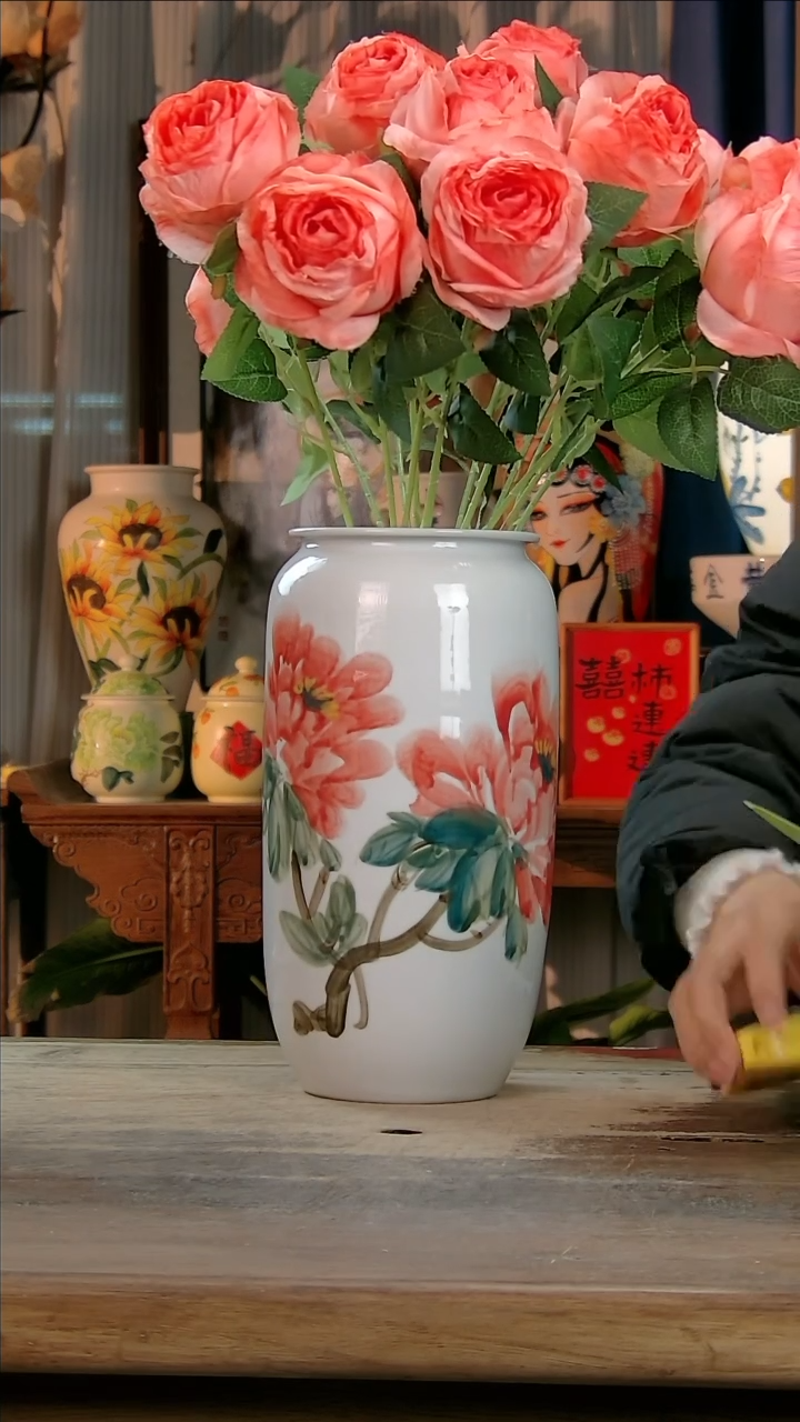 【闪购商品】瓷片景德镇纯手工釉下彩精品花瓶