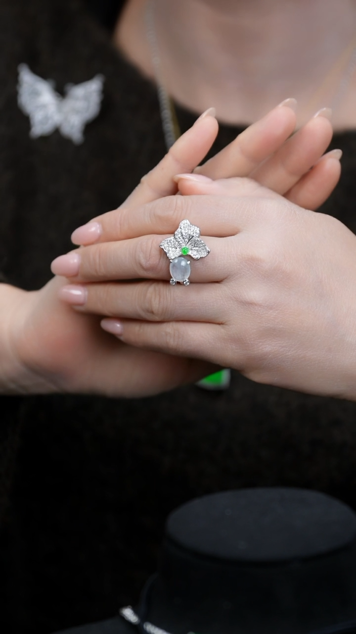 【闪购商品】翡翠戒指银S925镶嵌戒指21