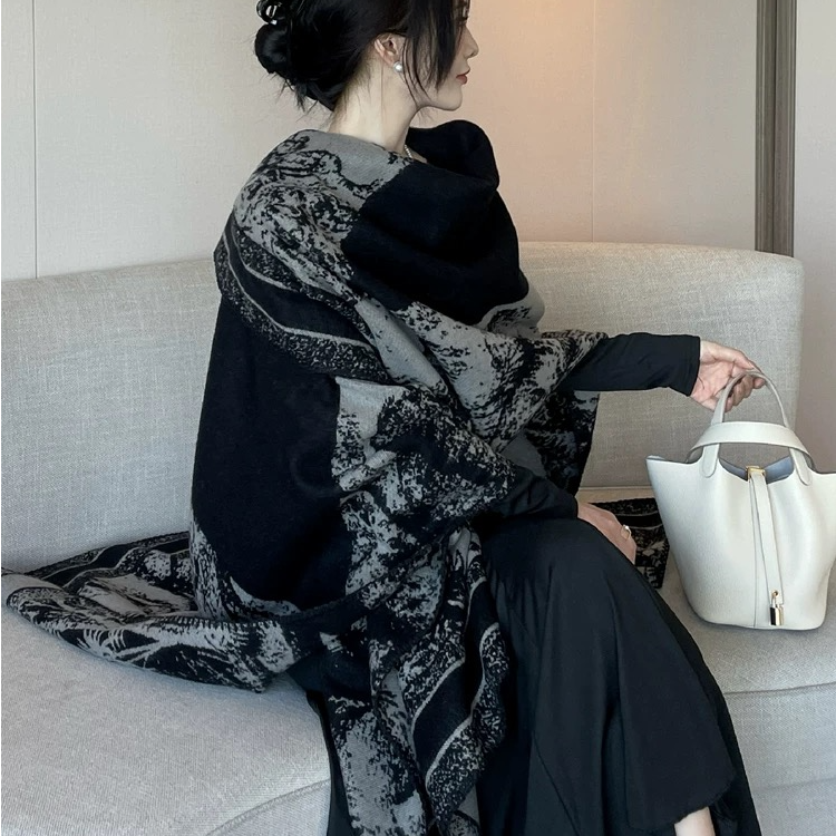 【现货】初秋高级感披肩气质仿羊绒围巾旗袍女士外搭洋气高档T15