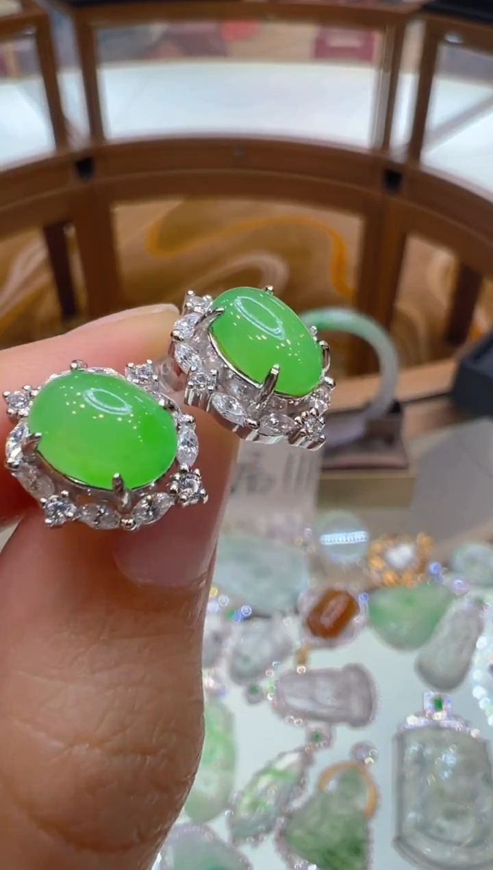 银S925镶嵌翡翠耳饰多样性团购发一件