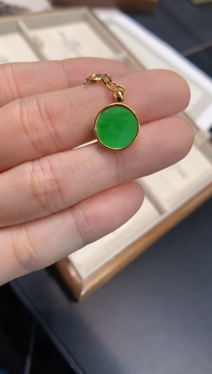 颈饰银S925镶嵌翡翠无事牌