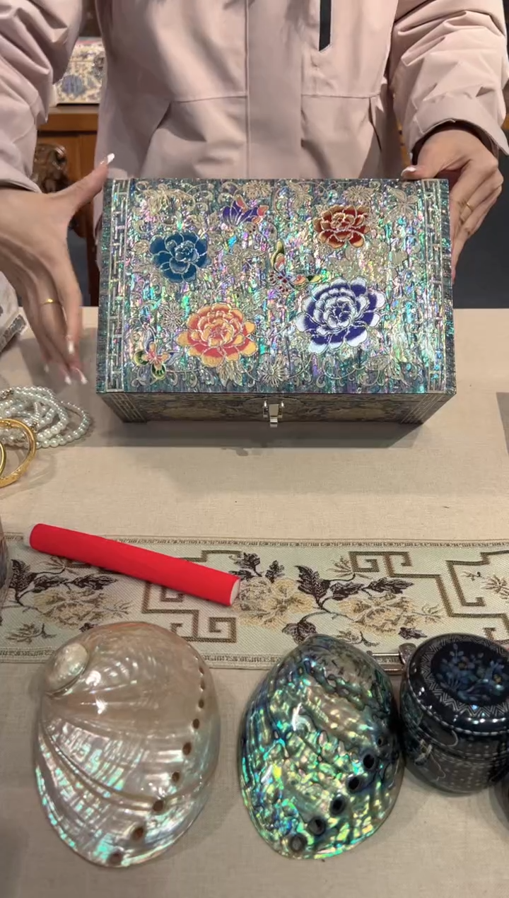 【闪购商品】紫底白花全满螺·弘贝雅螺钿漆器文化馆