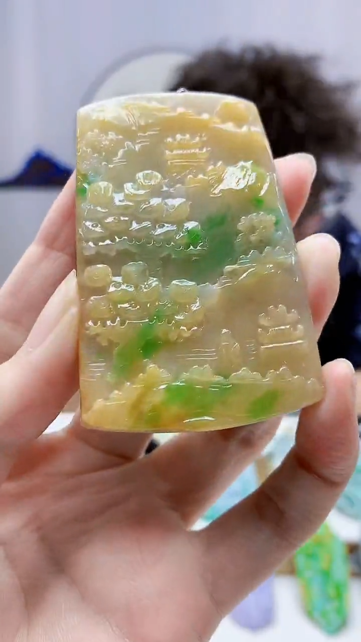 未镶嵌定制翡翠4688zm-毛货挂件山水185