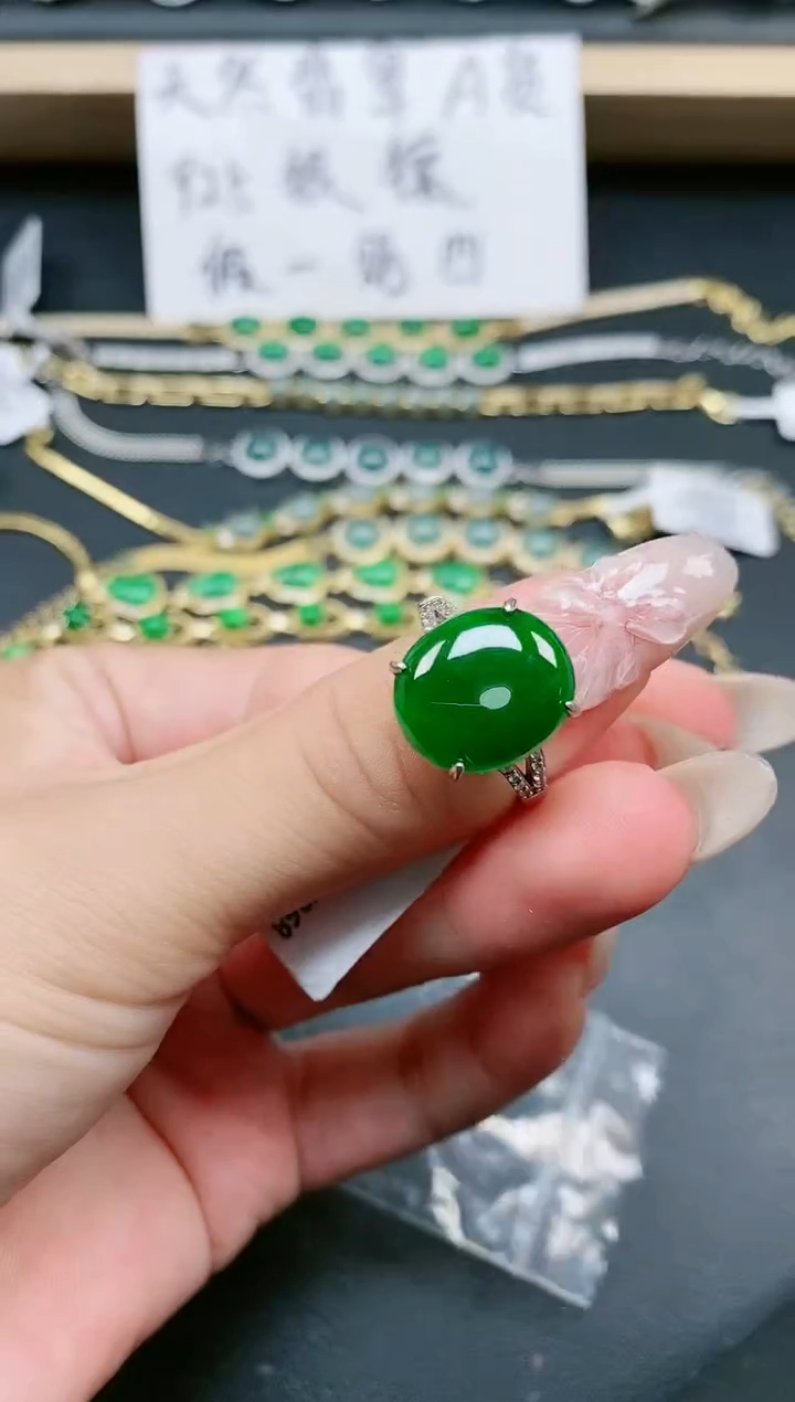 翡翠戒指银S925镶嵌11111
