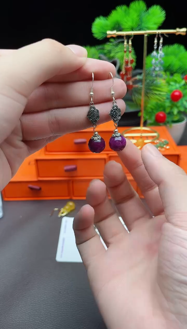 玛瑙/玉髓耳饰银S925镶嵌202