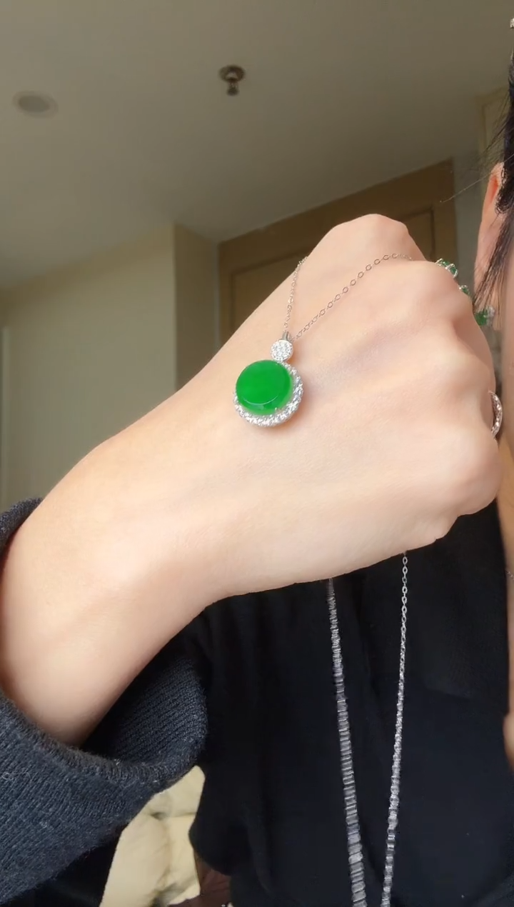 【闪购商品】翡翠吊坠(不含链)银S925镶嵌天然翡翠吊坠3