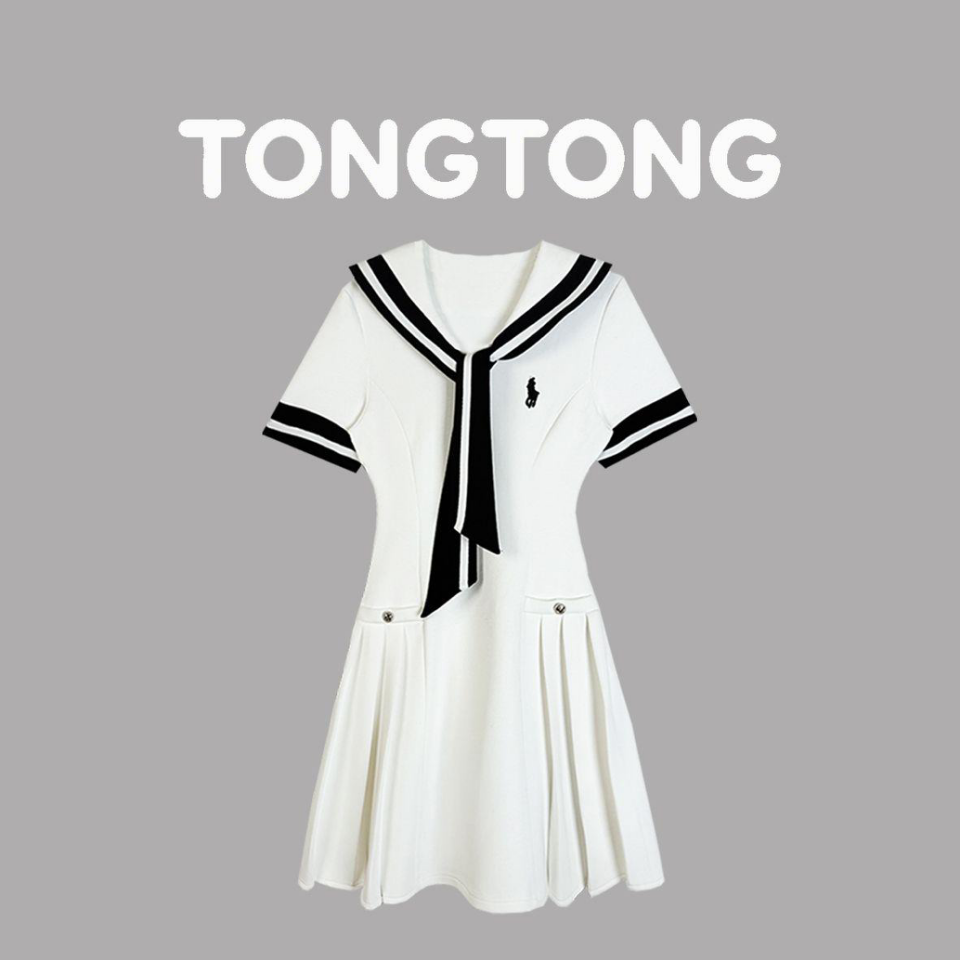 梦露【奶云蛋糕】夏季收腰裙少女海军领显瘦水手服连衣裙GGZ-009