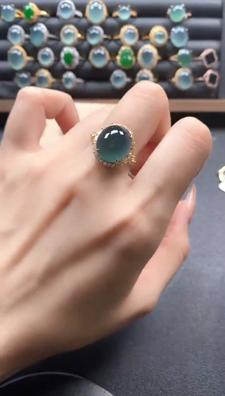银S925镶嵌戒指翡翠51511