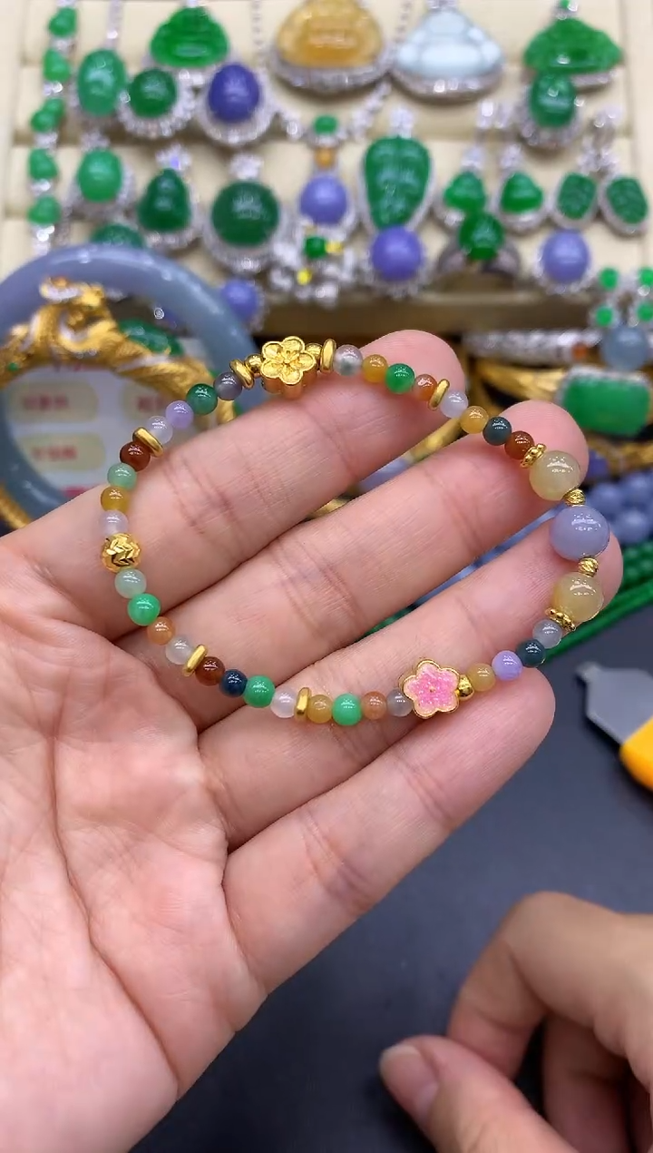 足金镶嵌手链翡翠234-中国好珍宝