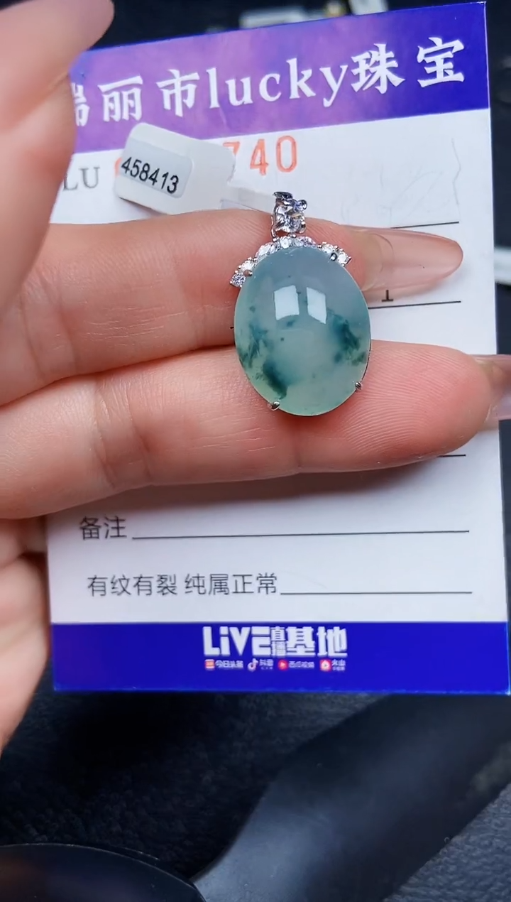 翡翠银S925镶嵌颈饰5740