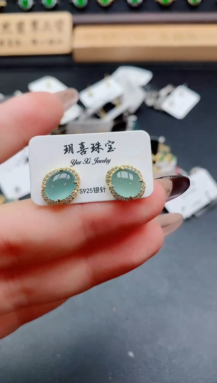 银S925镶嵌戒指翡翠1