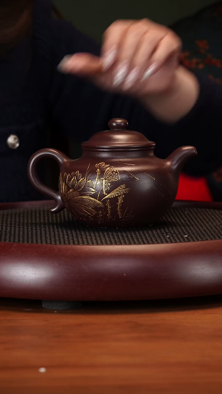 【闪购商品】紫砂茶壶2-94JXF莲子龙血砂380cc