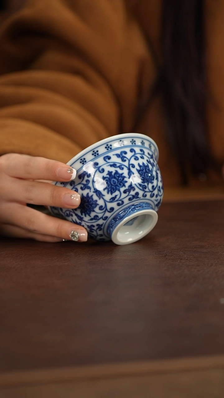 【闪购商品】博瑞堂青花缠枝莲压手杯