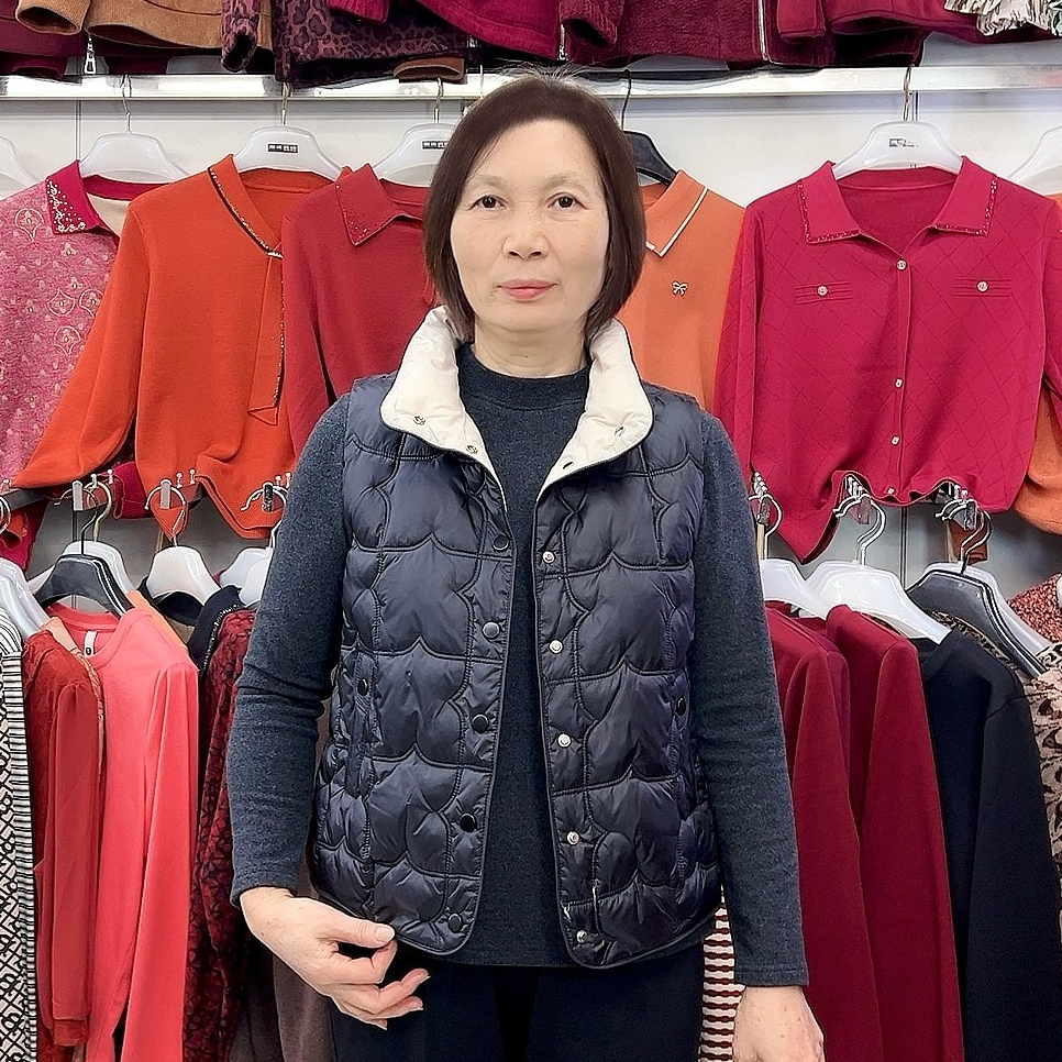 【金夫人妈妈装】秋冬拼色立领棉马甲时尚减龄保暖背心大码宽松