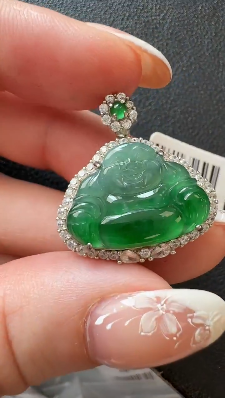 吊坠(不含链)银S925镶嵌翡翠吊坠