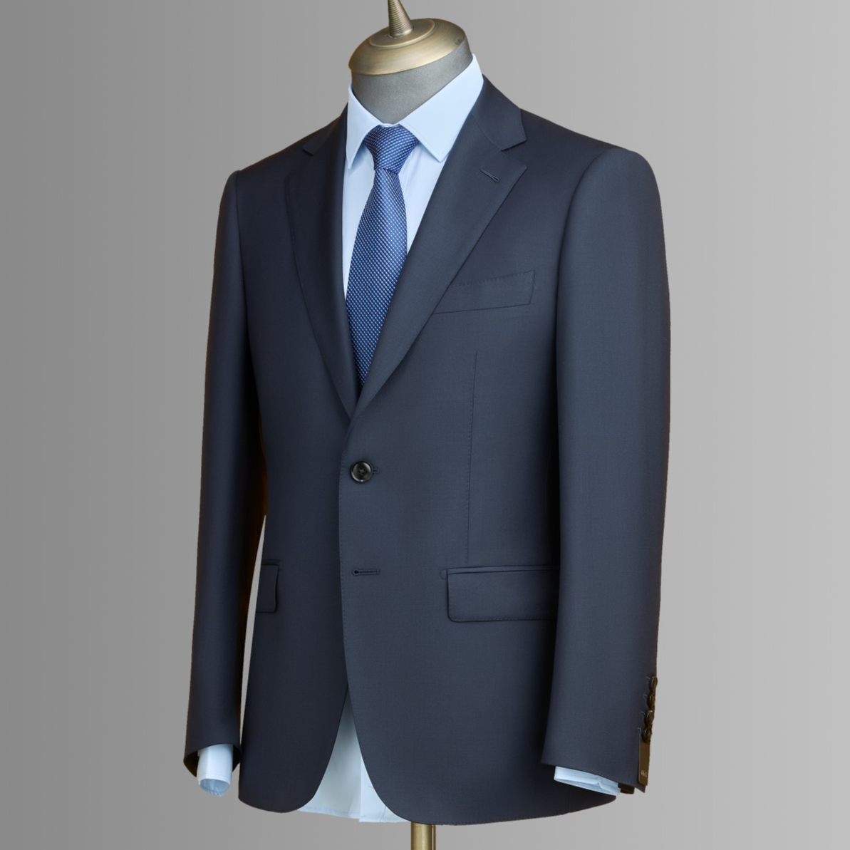 【高定成衣正装】雅致蓝单西西服轻奢羊毛+羊绒+桑蚕丝西装修身