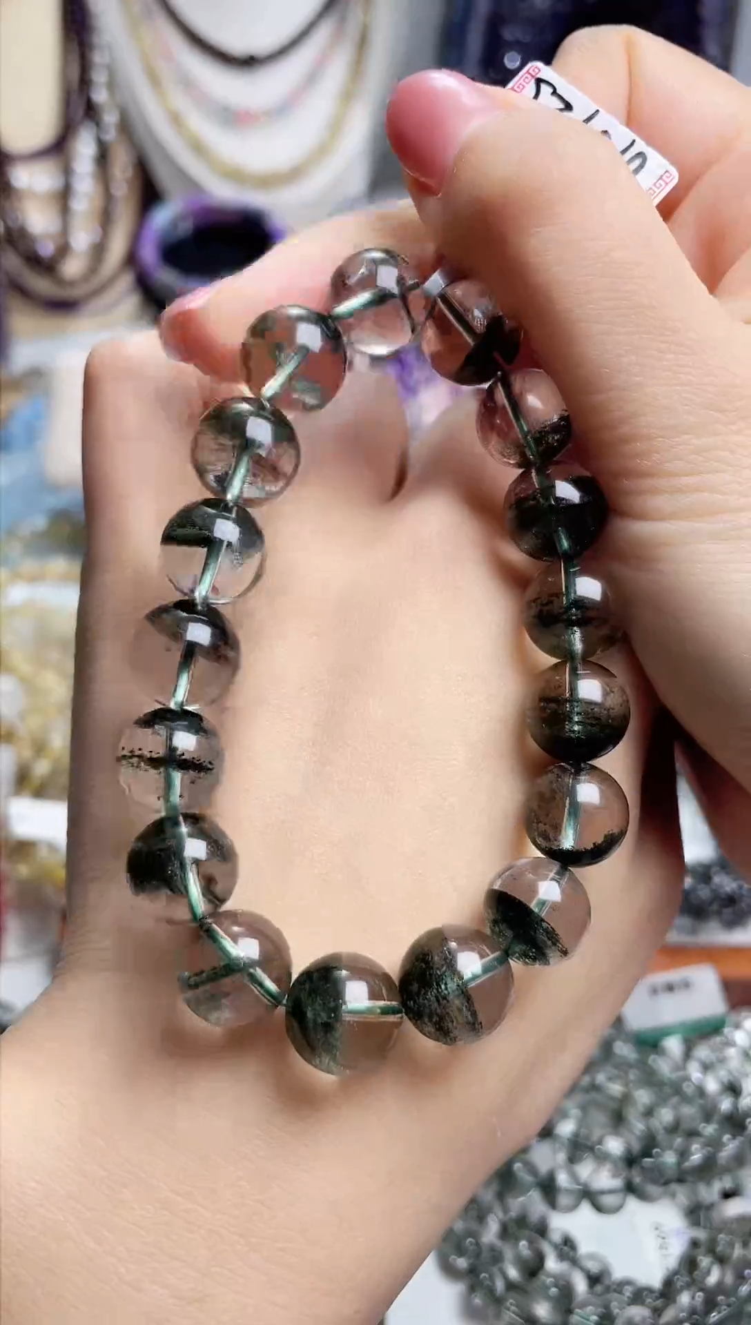 【闪购商品】水晶手链未镶嵌11-12mm绿幽灵聚宝手链