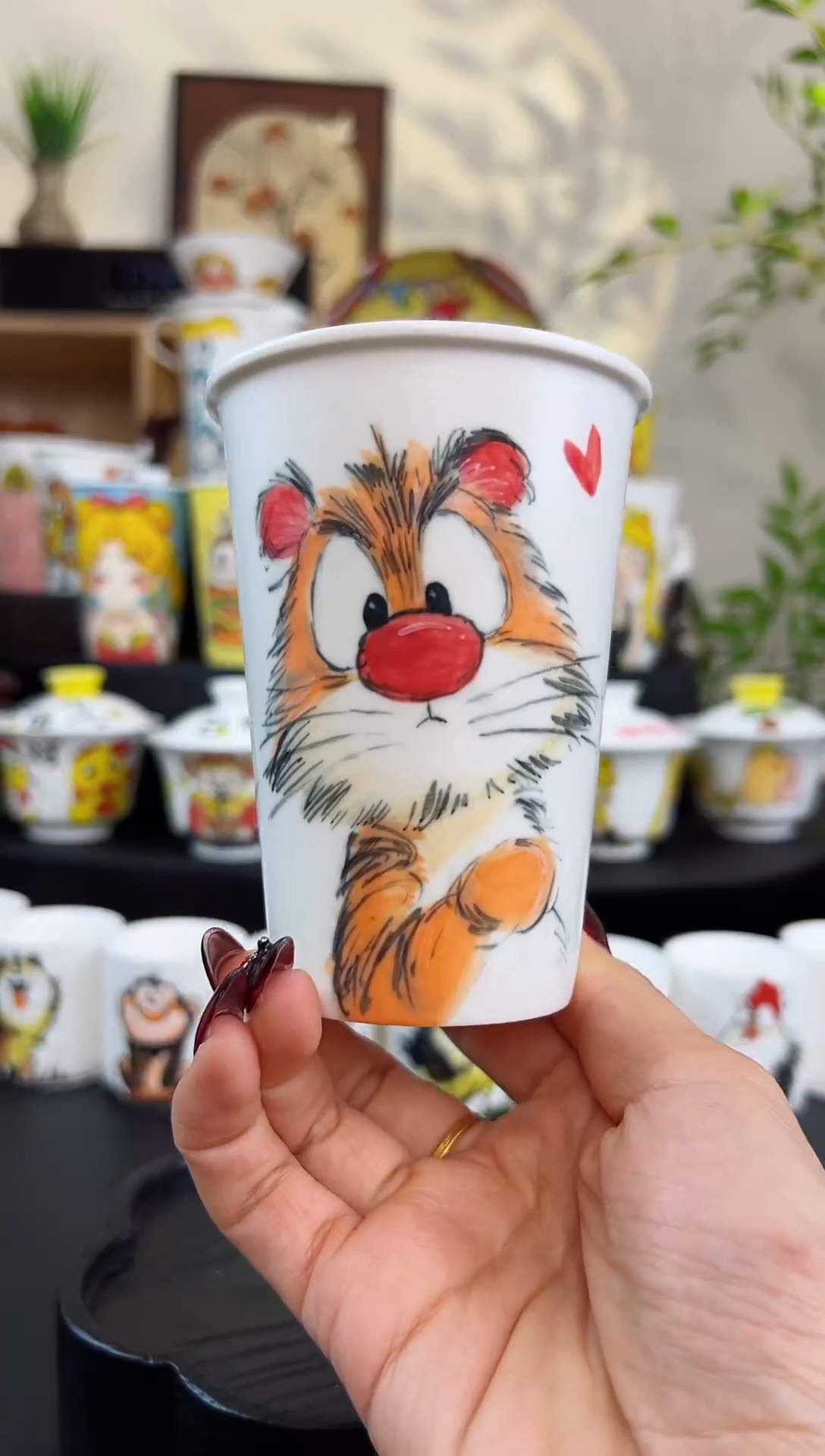 【闪购商品】摆件笙笙漫 手工手绘陶瓷杯杯