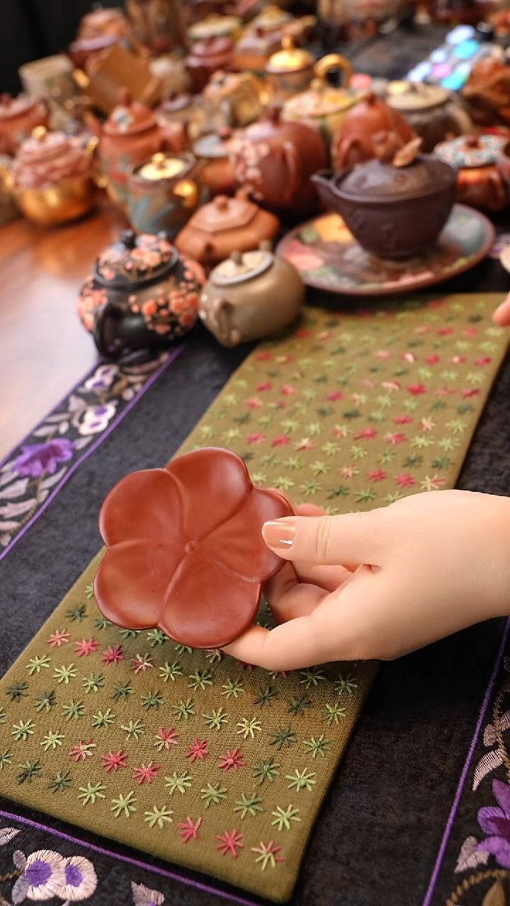 茶壶紫砂朱泥梅花杯垫