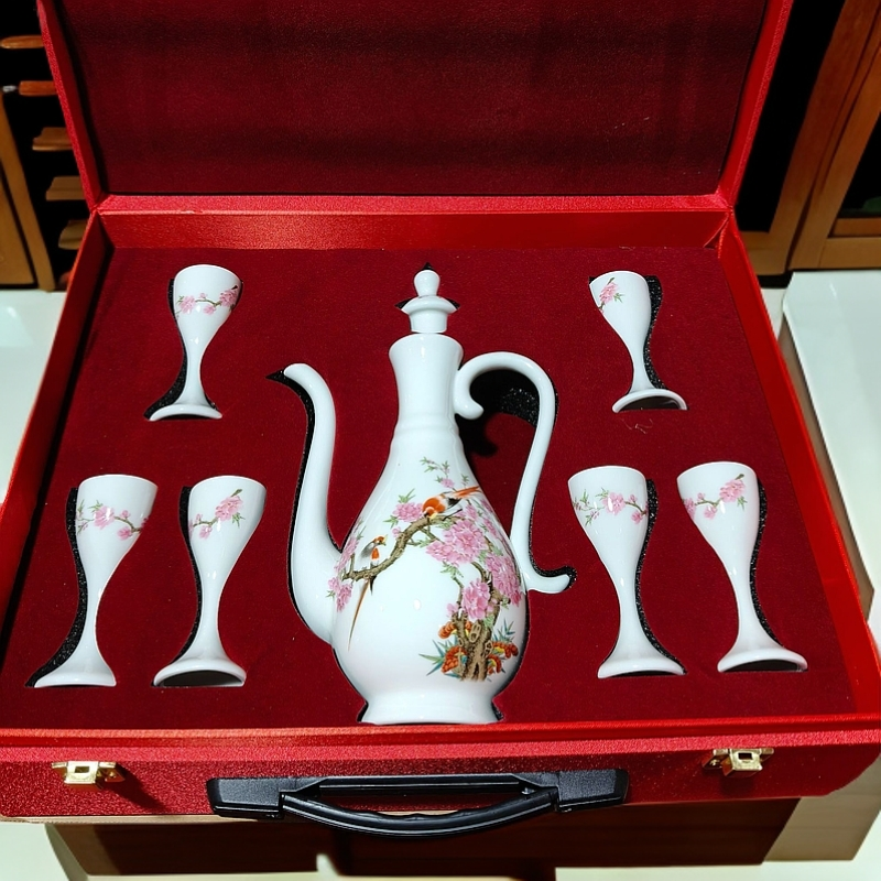 ZY-DP-A452水点桃花7件套酒具礼盒装