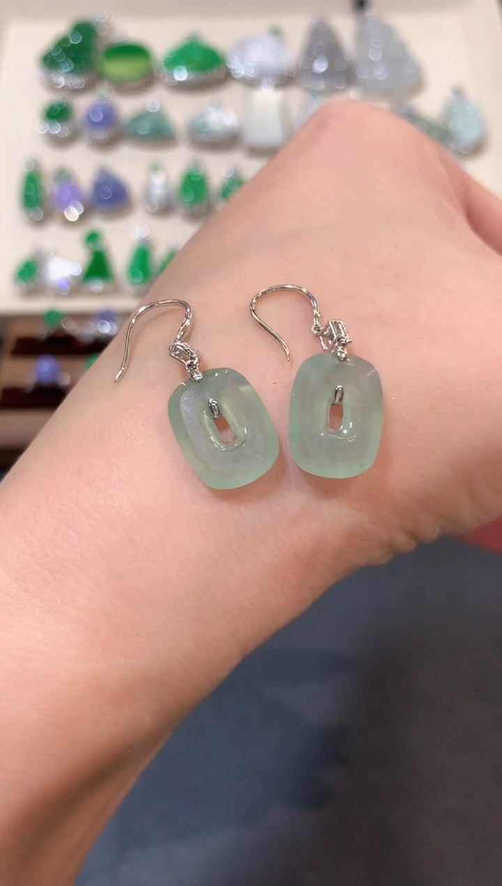 翡翠18K金镶嵌耳饰b20   多样性一件发货