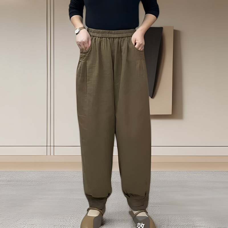 秋季厚款时尚哈伦裤高腰松紧宽松休闲裤纯色显瘦灯笼裤女百搭