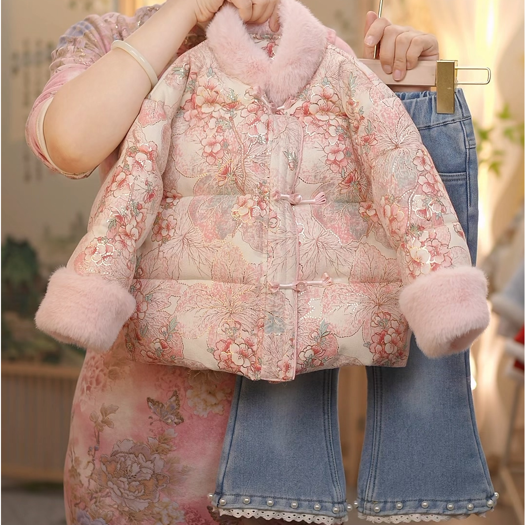 现货【桃花源】SC699女童冬季新中式加绒加厚国风外套