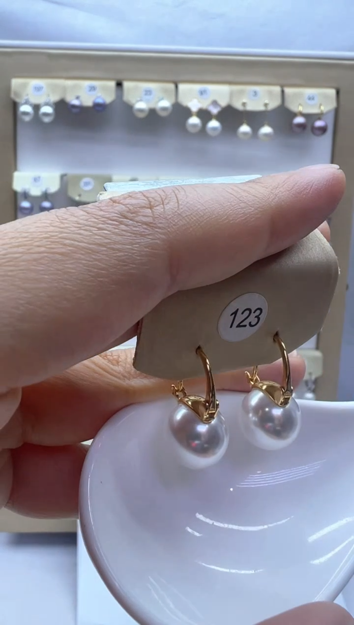 银S925镶嵌淡水珍珠耳饰123