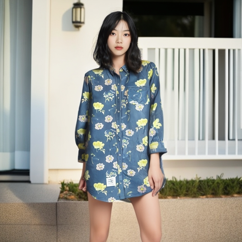 99新 THOMBROWNE 汤姆布朗/TB衬衫/花卉图案长袖衬衫/8137795