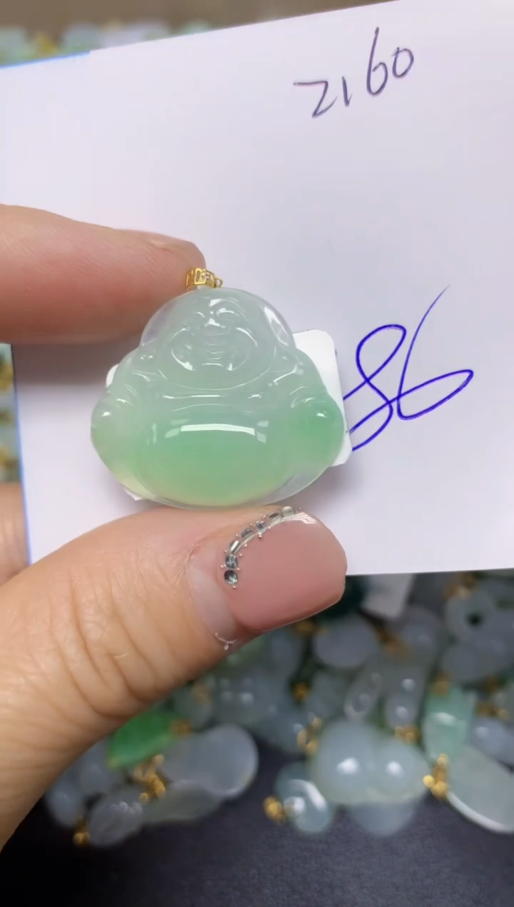 【闪购商品】翡翠挂件18K金镶嵌 天然翡翠A货
