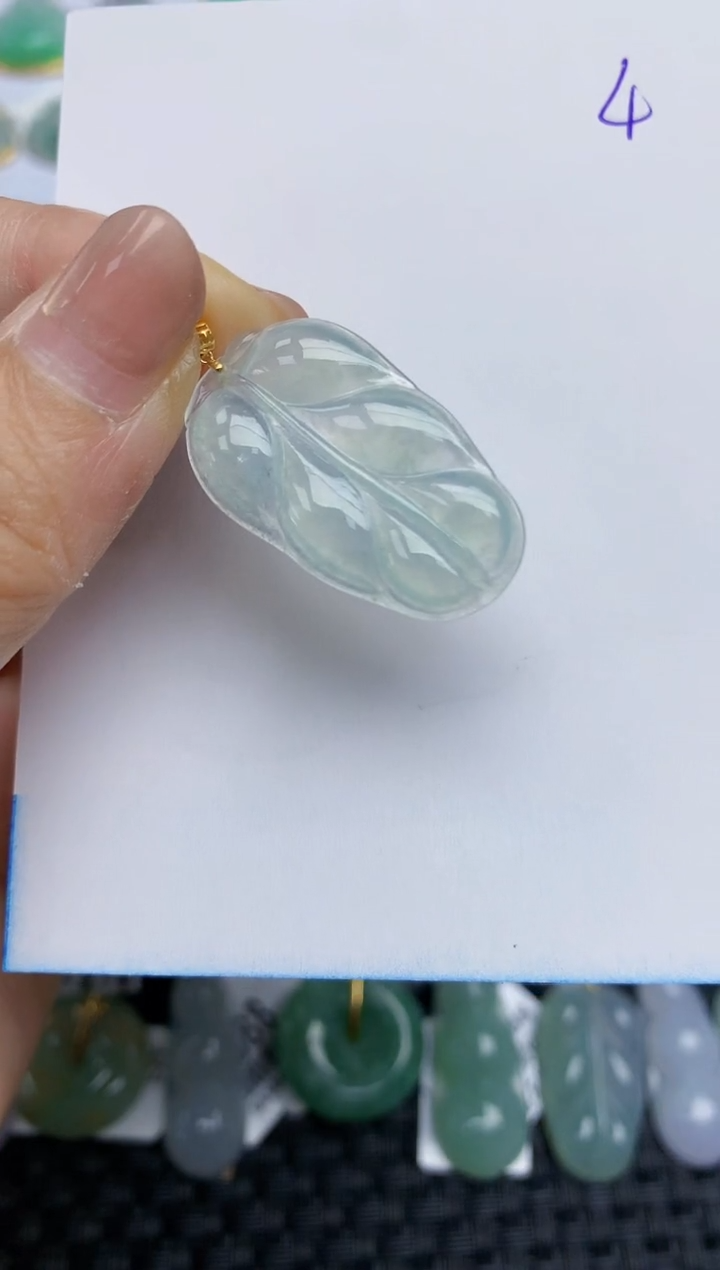 【闪购商品】翡翠颈饰18K金镶嵌天然A货翡翠 4