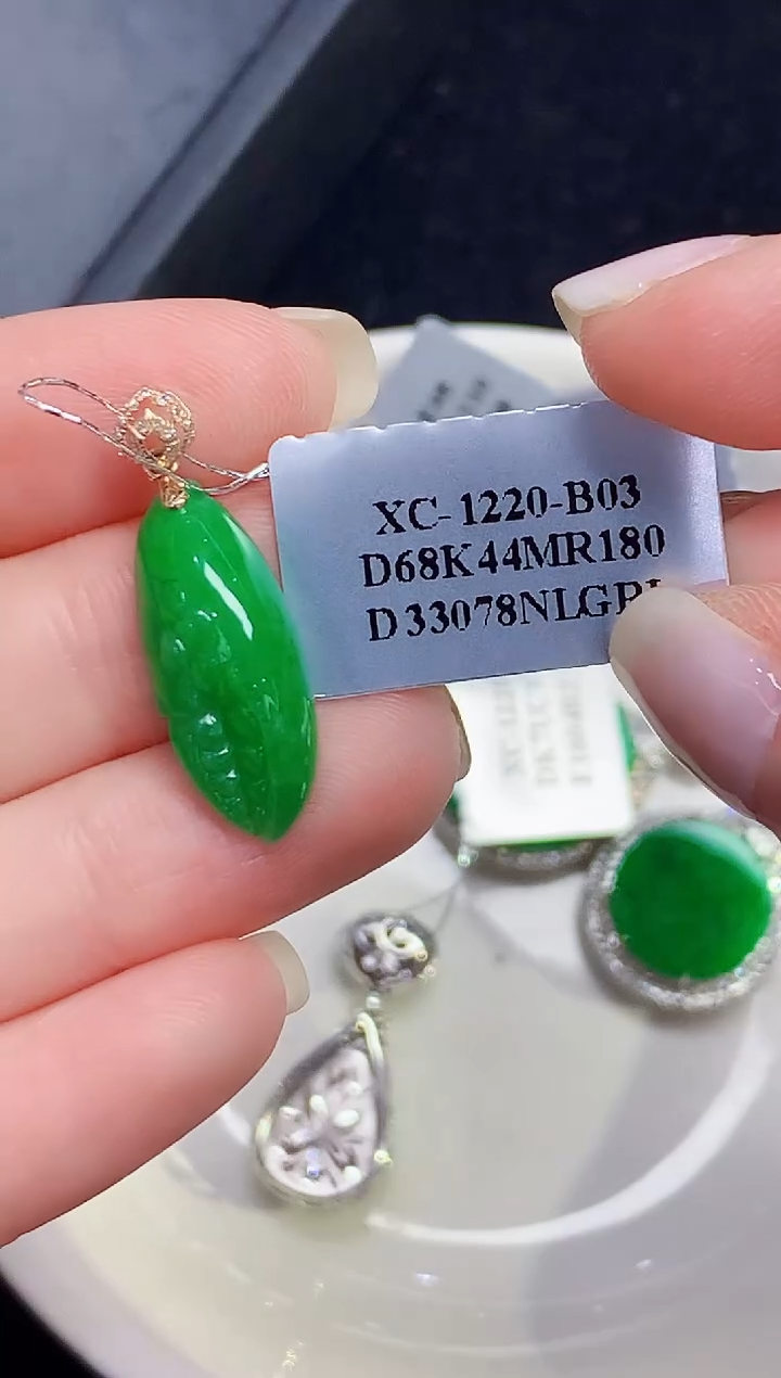 吊坠(不含链)18K金镶嵌翡翠LSR多样性发其一