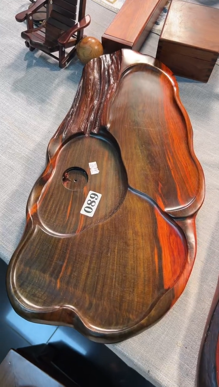 【闪购商品】交趾黄檀（大红酸枝）茶盘089