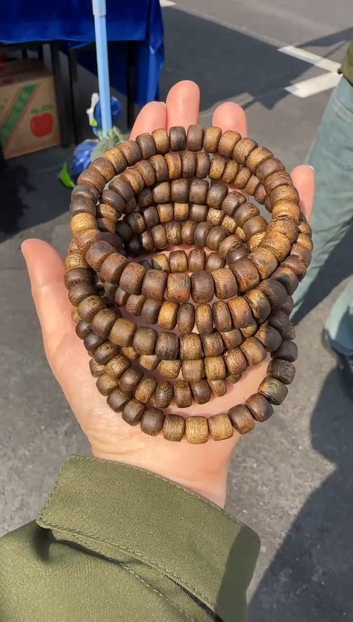 沉香手串99沉海南奇楠乌身圆叶药片珠单圈10mm8g+多样性发1