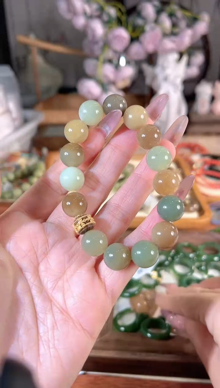 银S925镶嵌手链和田玉多样性发其一孤品默认微瑕