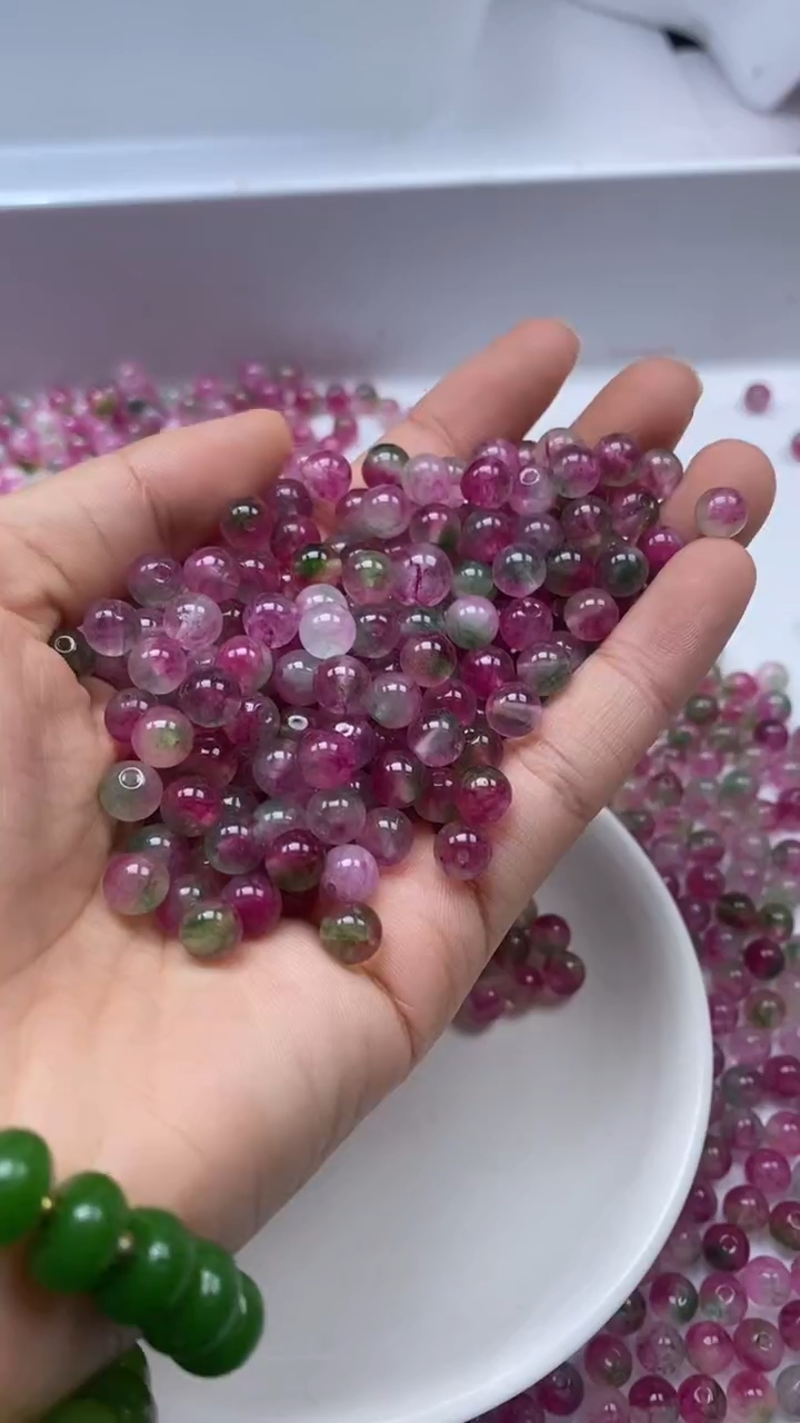 颈饰未镶嵌水晶W1778-西瓜碧玺6mm*18颗