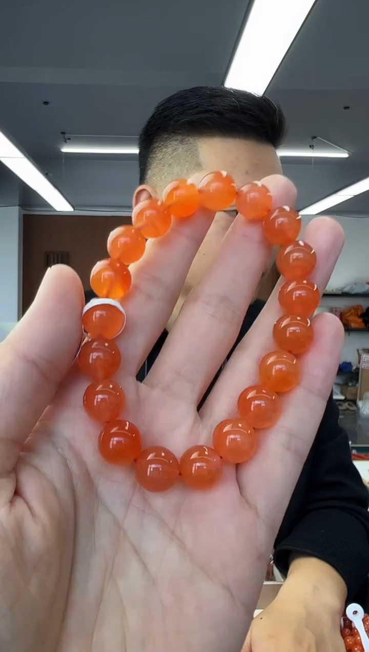 未镶嵌手链南红玛瑙A5柿子红色南红手串10mm+