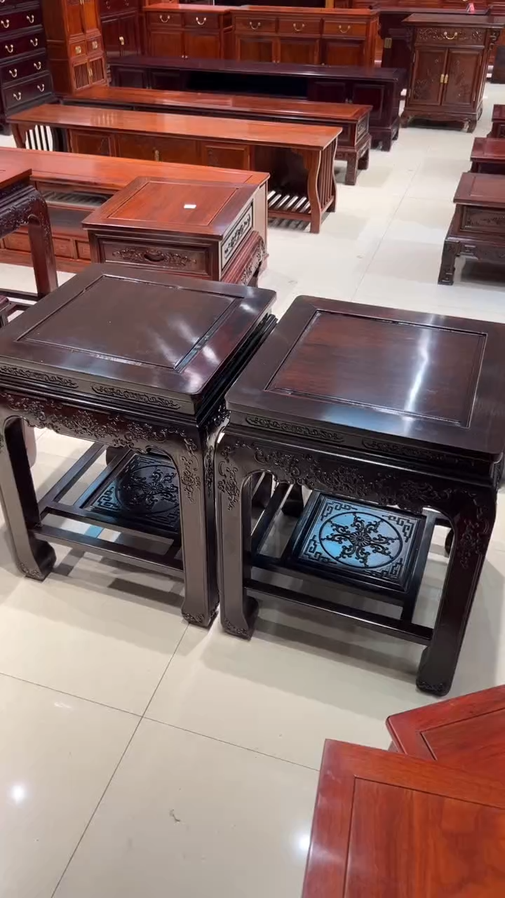 花梨木类书架福利款微瑕东非角几一对