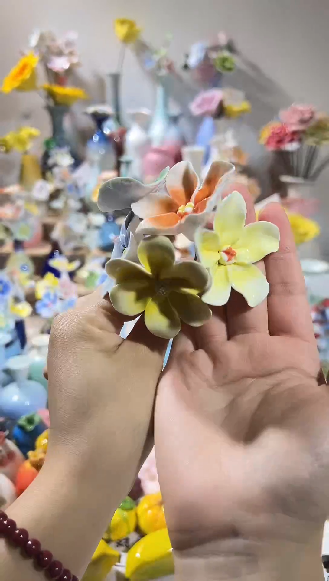 创意手工陶瓷花5支073