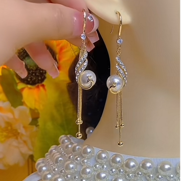 铜合金合成锆石耳饰 白色凤凰于飞时尚气质耳环264