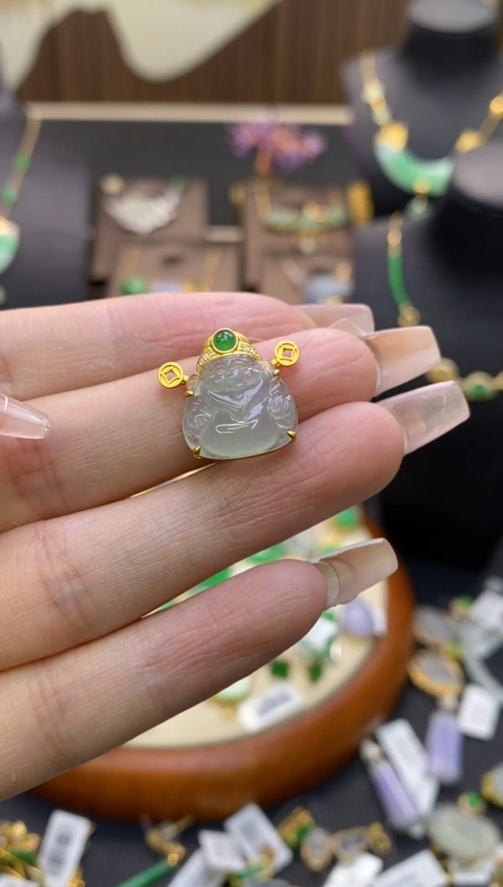 【闪购商品】翡翠颈饰18K金镶嵌净货12459