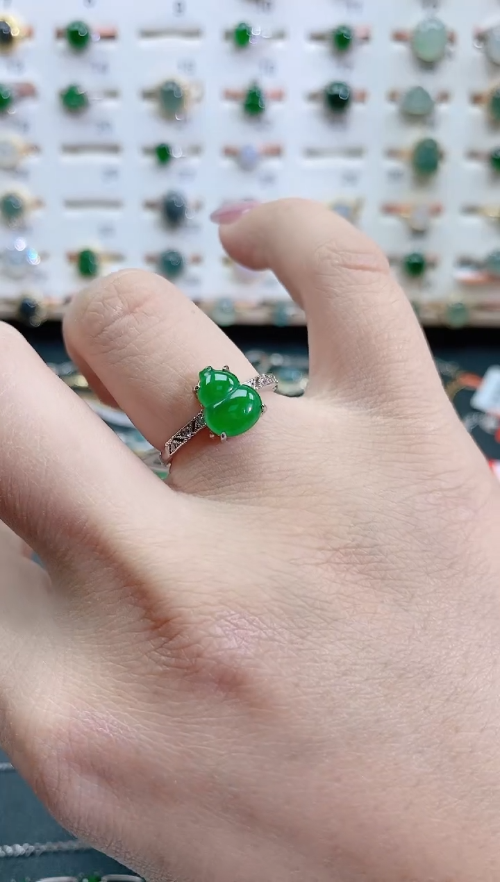 银S925镶嵌戒指翡翠天然翡翠